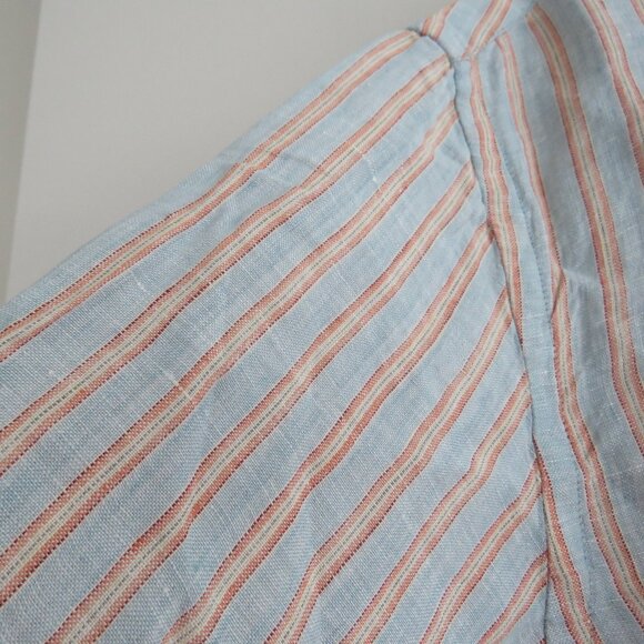 MARTIN GORDON 100% Linen Striped Casual Shirt in Light Blue - Men's Size XL - Picture 7 of 15